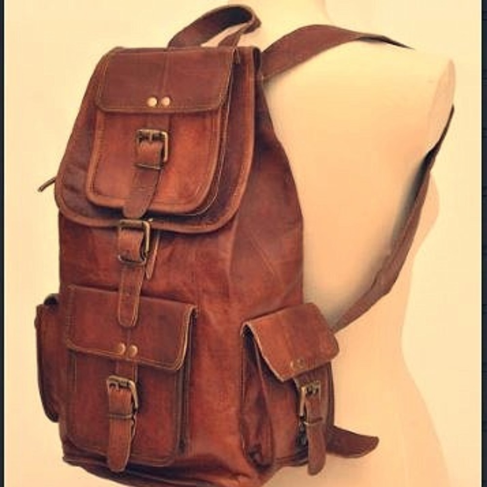 GRUNTLUXURY Men's Leather Tall Backpack